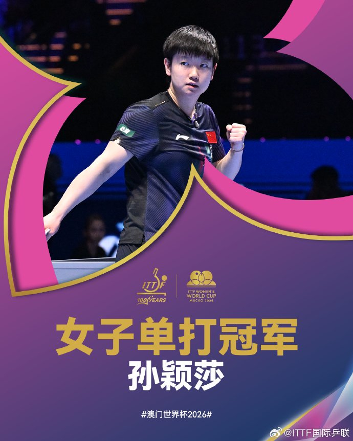 开云体育官网-世界杯三连冠封神，创造乒坛历史！孙颖莎发文：每一场球都全力以赴、拼到最后|澳门|国际乒联|王曼昱|樊振东|女单_新浪体育_新浪新闻